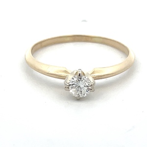 Solitaire Diamond Ring 0.35Carat TW 14k Yellow Gold 1.82g