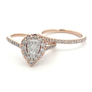 Multi Diamond Bridal Set 1.15ctw 14k Rose Gold 