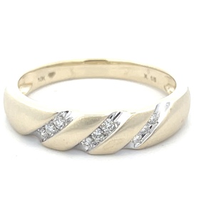 Brushed and Polished Diamond Band 10k Yellow Gold 1/8 Carat TW 3.3g 