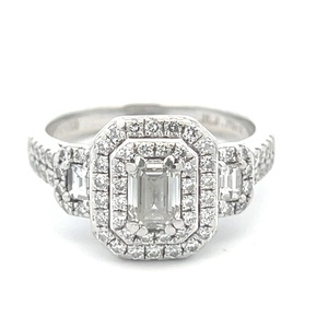 Emerald Cut Diamond Platinum Engagement Ring 1.46Carat TW 11.0g