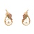 Leaf Gold Synthetic Pearl Earrings 10k Yellow Gold 2.1g