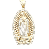 2" Mother Mary Gold Pendant 14k Yellow Gold 11.2g