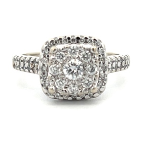 14k Halo Multi Diamond Fashion Ring 0.86CTW 