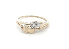 Elephant 14k Two Tone Gold Fashion Ring 