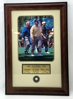The Masters 1996 Arnold Palmer Jack Nicklaus Tiger Woods Photo Framed w/ Masters