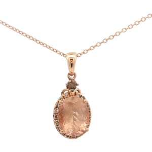 LeVian 14K Rose Gold Morganite & Chocolate Diamond Necklace 18 in. 