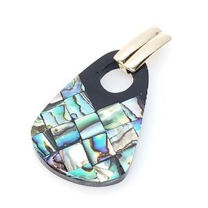 Synthetic Abalone Shell on Resin Pendant 14K Yellow Gold