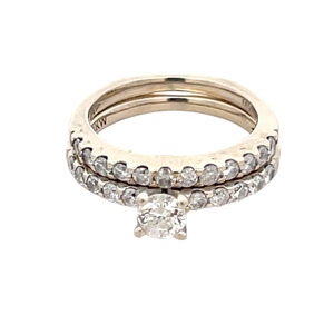 Ladies 14K White Gold 3/4CTW Diamond Two-Piece Bridal Set SZ:5.5