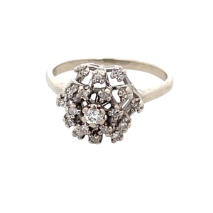 Ladies 14K White Gold 1/4CTW Diamond Burst Cluster Ring SZ:7