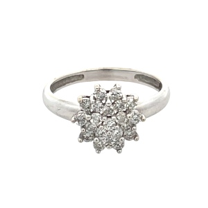 Ladies 14K White Gold 1/2 Carat TW Diamond Cluster Ring SZ:6