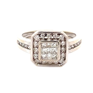 Ladies 14K White Gold 1/2CTW Diamond Cluster Fashion Ring SZ:6.5