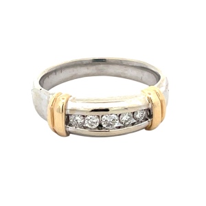 Gents 14K Two-Tone Gold 1/3CTW 5-Diamond Band SZ:8