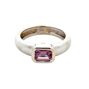 18K White Gold Synthetic Tourmaline Gemstone Ring SZ:6.5