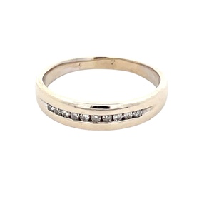 Gents 10K White Gold 1/5CTW Diamond Comfort-Fit Band SZ:10, 4.1g