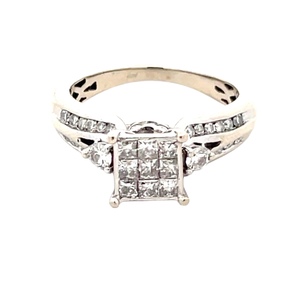 Ladies 14K White Gold 1/2CTW Diamond Engagement Ring SZ:5