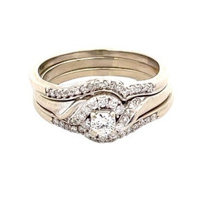 Ladies 10K White Gold .40CTW Diamond Three-Piece Bridal Set SZ:8