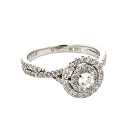 Ladies 14K White Gold 1.00CTW Diamond Double Halo Engagement Ring SZ:7