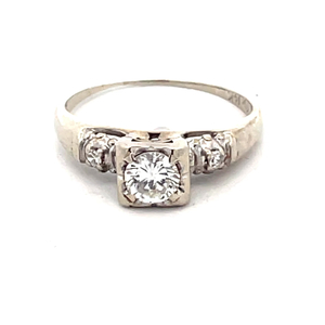 Ladies Vintage 14K White Gold .30Ct Diamond Solitaire Ring SZ:5, 2.3g