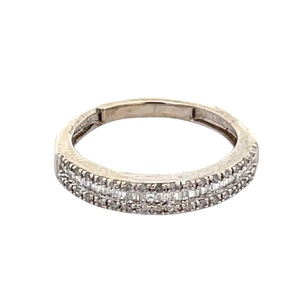 10K White Gold Baguette & Round Diamond Band SZ:5.5