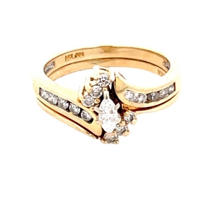 Ladies 14K Yellow Gold .38CTW Marquis Diamond Bridal Set SZ:7