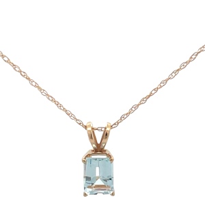 14K Yellow Gold 20 in. Aquamarine Necklace