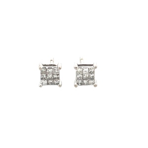 14K White Gold 1/3 Carat TW Invisible-Set Diamond Earrings