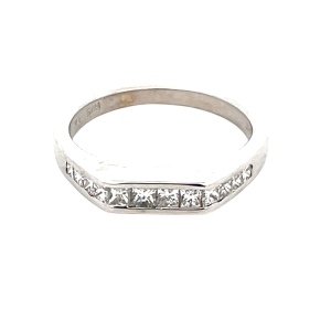 Ladies 18K White Gold 1/2CTW Contemporary Princess Diamond Band SZ:6