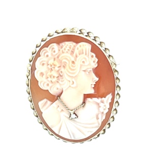 Giovanni APA 14K Yellow Gold Carved Cameo Brooch/Pendant