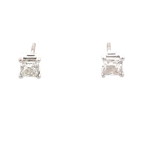 14K White Gold .80 Carat TW Princess Diamond Stud Earrings