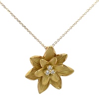 18K Yellow Gold 1/4CTW Diamond Flower Necklace