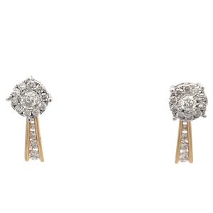 14K Gold Two-Tone 1-1/2 Carat TW Diamond Earrings 