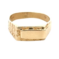 Gents 10K Yellow Gold Nugget Signet Ring SZ:12