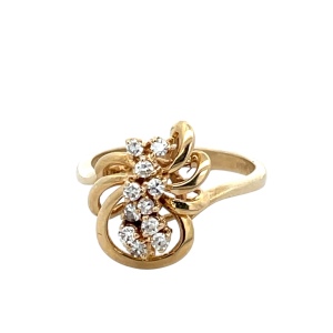14KYG 1/4CTW Vintage Diamond Cocktail Ring SZ:6.5, 3.7g