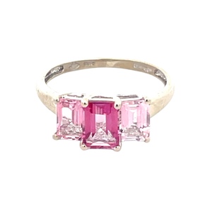 10K White Gold Synthetic Pink Sapphire Gemstone Ring