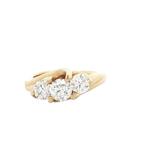 Ladies 14K Yellow Gold 3-Diamond 1.0CTW Anniversary Ring SZ:5