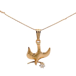 Gold Dove Diamond Pendant 0.03ctw 14k Yellow Gold 1.2g