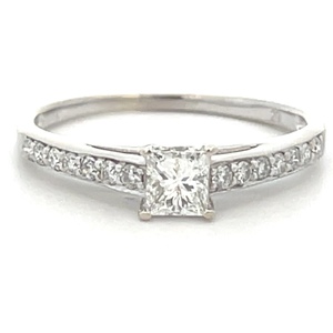 Diamond Engagement Ring 0.45ctw 14k White Gold 2.1g