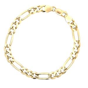8.25" Figaro Gold Bracelet 14k Yellow Gold 15.8g