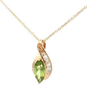 10K Yellow Gold 18 in Peridot Gemstone Necklace