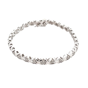 1/3ctw. Kisses and Hugs Diamond Tennis Bracelet 10k White Gold 8.1g