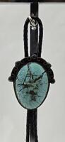 Bennet Turquoise Bolo Tie Silver Black Cord Tie