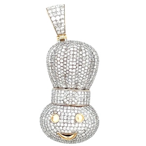 10K Yellow Gold 4.0CTW Diamond Iced Out Doughboy Pendant 14.8g