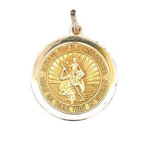 1.25" Saint Christopher Gold Pendant 14k Yellow Gold 6.7g