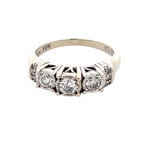 10K White Gold Past, Present, & Future 1/2 CTW Diamond Anniversary Ring SZ:6