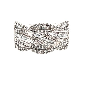 Ladies 10K White Gold 1/2CTW Mixed-Cut Diamond Wave Ring SZ:6