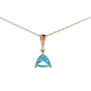 10K Yellow Gold Blue Topaz Trillion 18 in. Necklace
