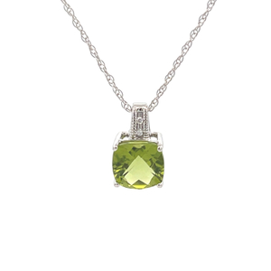 Synthetic Peridot Gemstone Gold Pendant 14k White Gold 3g
