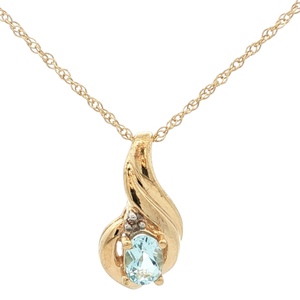 10K Yellow Gold Blue Topaz 20 in. Necklace