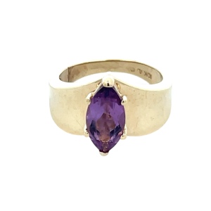 Synthetic Amethyst Gemstone 10k Yellow Gold 6g