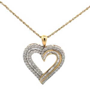 Multi Diamond Heart Pendant 1.00ctw 10k Yellow Gold 5.17g